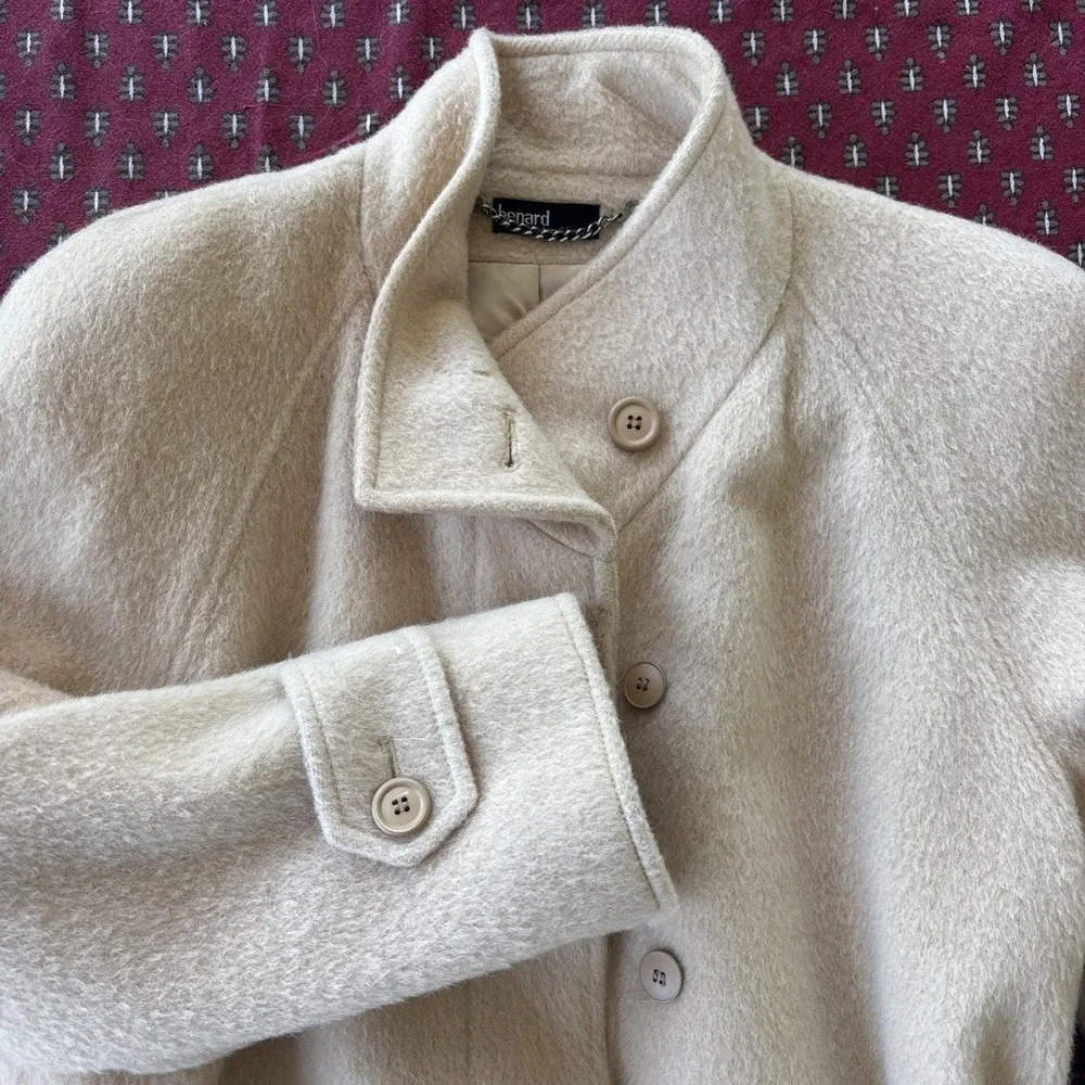 VTG Benard Harve Benard Long Wool Trench Coat Women SZ 12 Hidden Buttons Classic